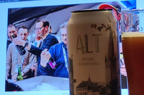 A can of Alt and a picture of me at the conference drinks.