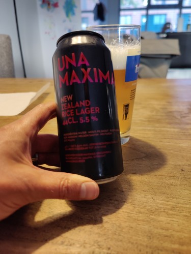 The can is black, with pink font.