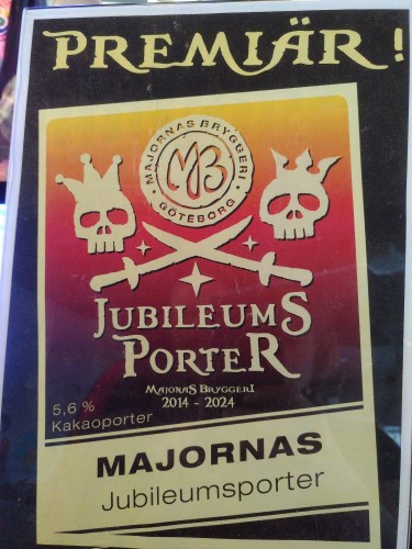 Label of anniversary porter at brewery/brewpub Majornas Bryggeri.