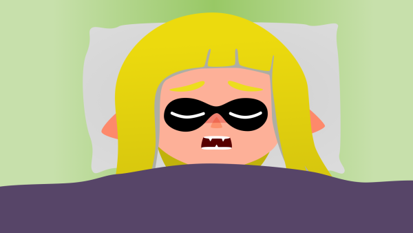 A sick inkling girl lying in bed